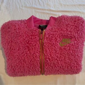 Hot Pink Nike Zip Up Jacket with Gold Accents.